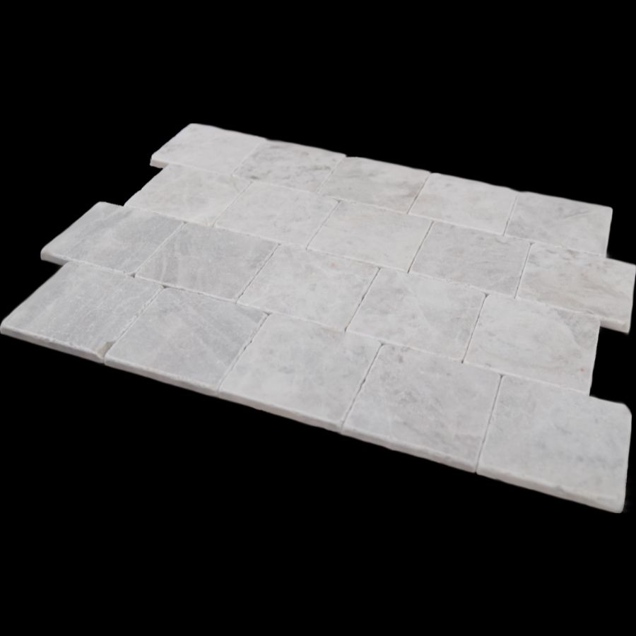 Kostki marmur Royal White bębnowany 10x10x1 cm