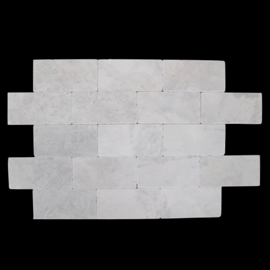 Cegiełka marmur Royal White bębnowany 15x7,5x1 cm