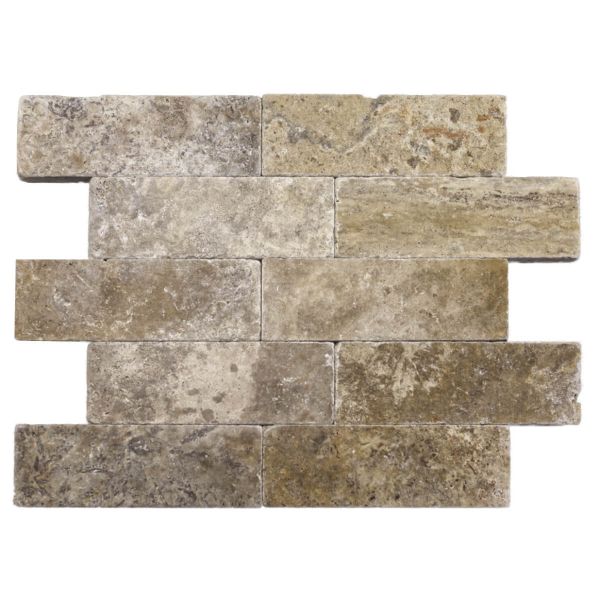 Płytki Trawertyn Silver Ash bębnowany 30,5x10x3 cm