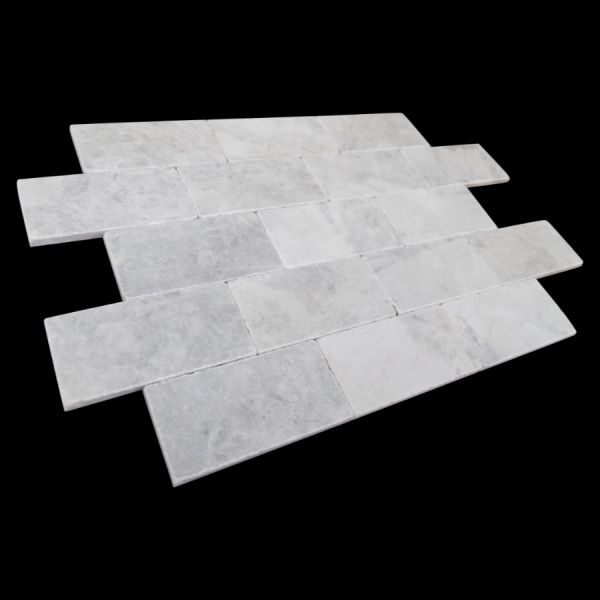 Cegiełka marmur Royal White bębnowany 15x7,5x1 cm