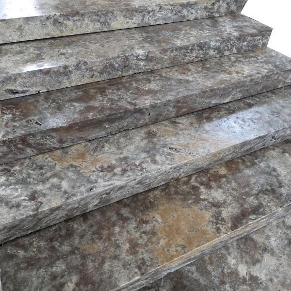 Opornik trawertynowy / obrzeża ogrodowe Silver Ash szlifowany 100x20x6 cm