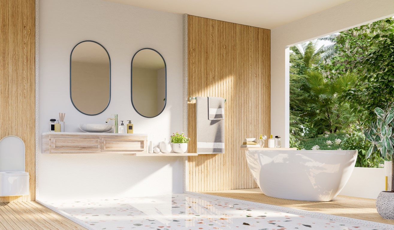 Uniwersalna i ponadczasowa biała łazienka z drewnem - wyjątkowo estetyczne i modne rozwiązanie