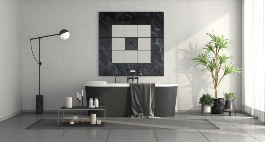 Szlachetny minimalizm, czyli czarno-biała łazienka w hotelowym stylu