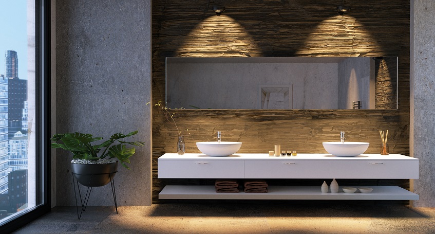 Idealne podświetlenie ściany w nowoczesnej łazience